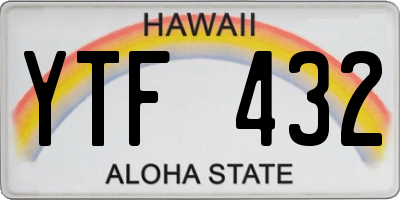 HI license plate YTF432