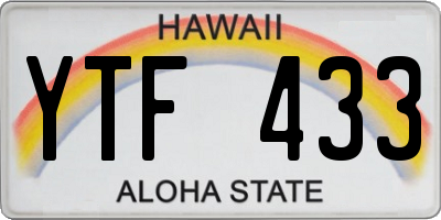 HI license plate YTF433