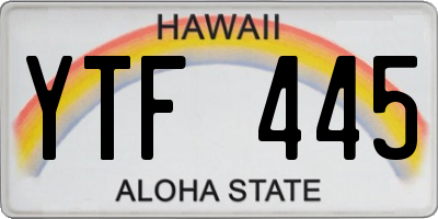 HI license plate YTF445
