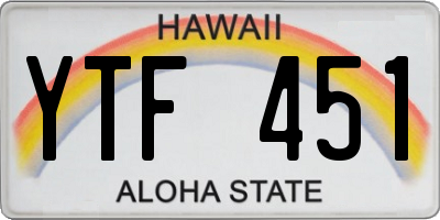 HI license plate YTF451