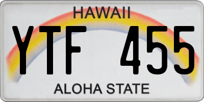 HI license plate YTF455