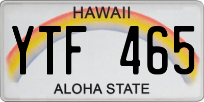 HI license plate YTF465
