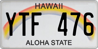 HI license plate YTF476