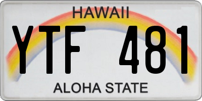HI license plate YTF481
