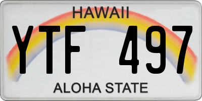 HI license plate YTF497