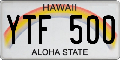 HI license plate YTF500