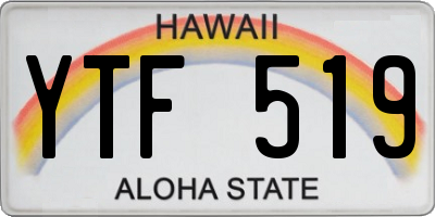 HI license plate YTF519