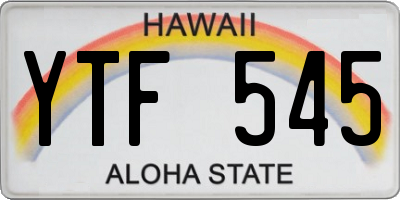 HI license plate YTF545
