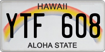HI license plate YTF608