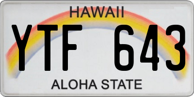 HI license plate YTF643