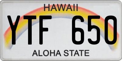 HI license plate YTF650