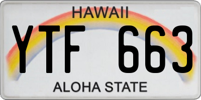 HI license plate YTF663