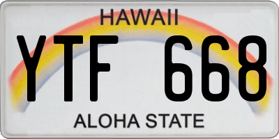 HI license plate YTF668