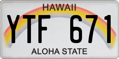 HI license plate YTF671