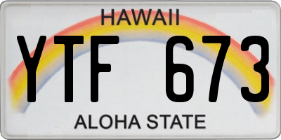 HI license plate YTF673