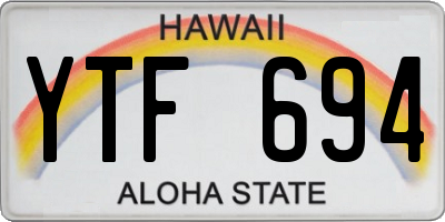 HI license plate YTF694