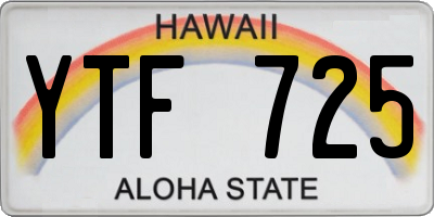 HI license plate YTF725