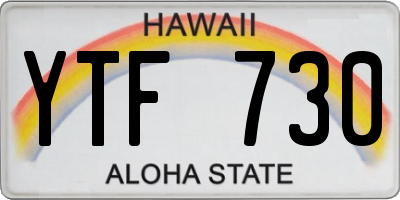 HI license plate YTF730