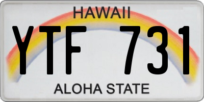 HI license plate YTF731