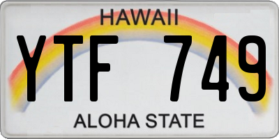 HI license plate YTF749