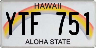 HI license plate YTF751