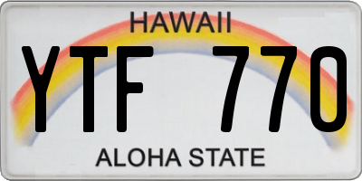 HI license plate YTF770
