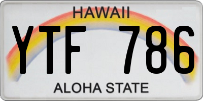 HI license plate YTF786