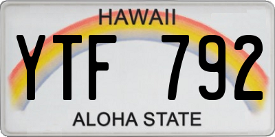 HI license plate YTF792