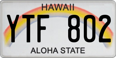 HI license plate YTF802