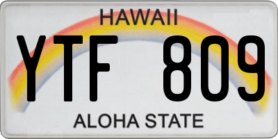 HI license plate YTF809
