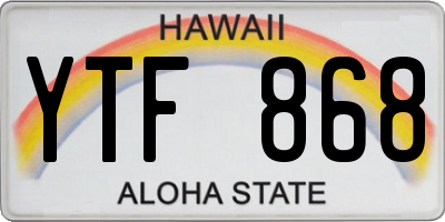 HI license plate YTF868
