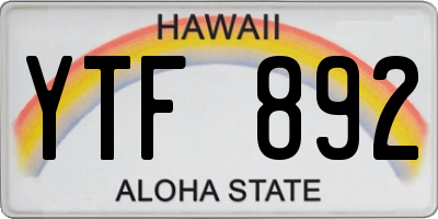 HI license plate YTF892
