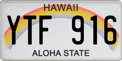 HI license plate YTF916