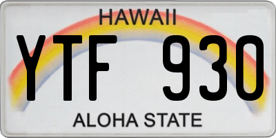 HI license plate YTF930