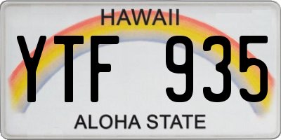 HI license plate YTF935