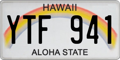 HI license plate YTF941