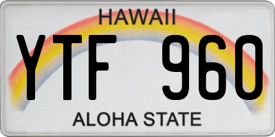 HI license plate YTF960