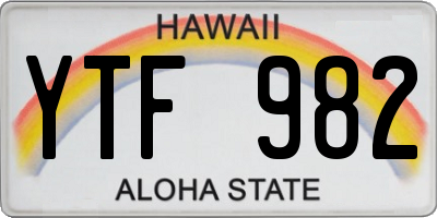 HI license plate YTF982