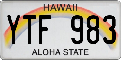HI license plate YTF983