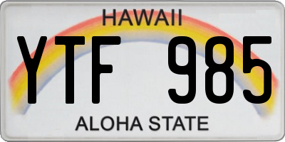 HI license plate YTF985