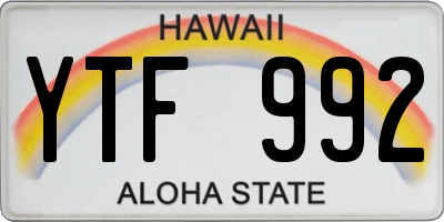 HI license plate YTF992