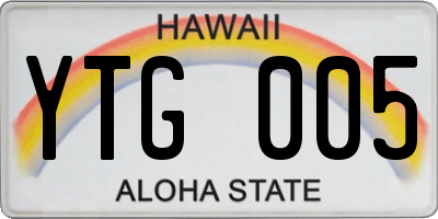 HI license plate YTG005