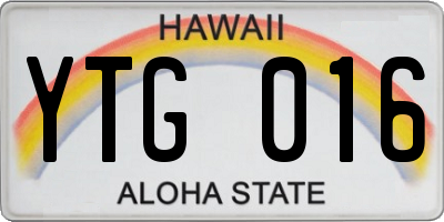 HI license plate YTG016