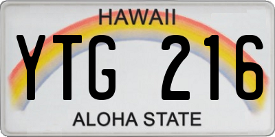 HI license plate YTG216