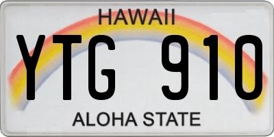 HI license plate YTG910