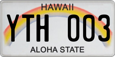 HI license plate YTH003