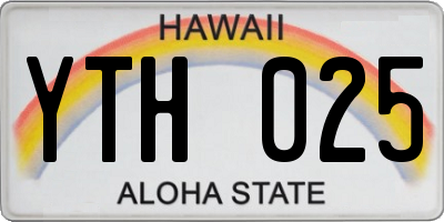 HI license plate YTH025