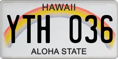 HI license plate YTH036