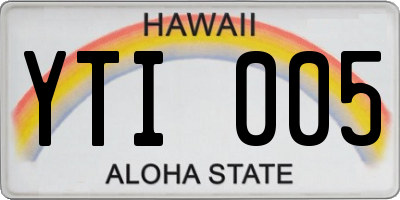 HI license plate YTI005