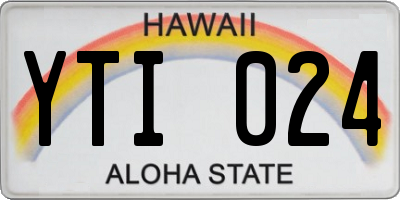 HI license plate YTI024